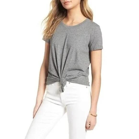 Madewell Tops - Madewell Gray Knot Front Tee shirt Size Small